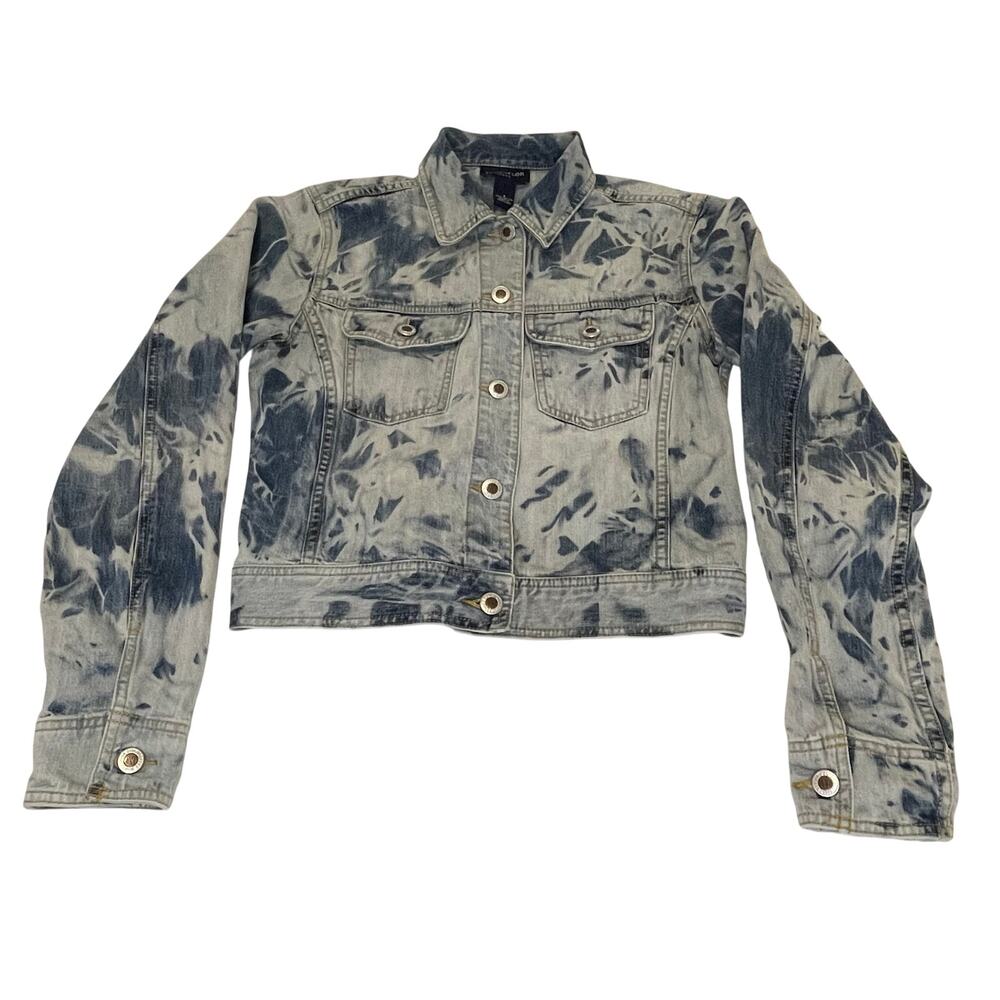 Ann Taylor Jeans Vintage Tie Dye Denim Crop Jean Jacket Women's S Blue Tie Dye